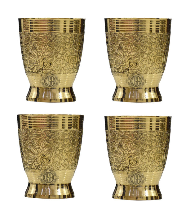 DSH Brass Glass Tumbler (Set of-4)