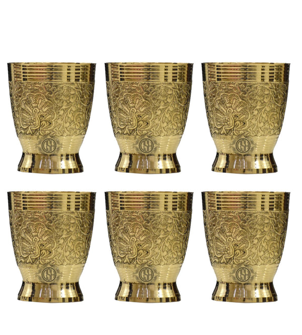 DSH Brass Glass Tumbler (Set of-6)