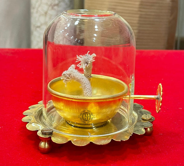 DSH Brass Akhand Diya with Adjustable Bati.