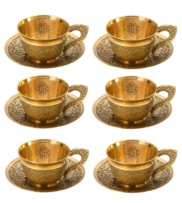 DSH Pure Brass Cup & Saucer Set .