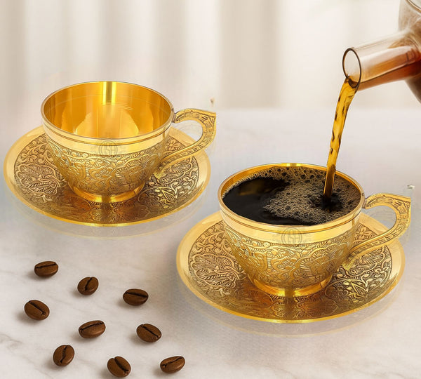Pure Brass Cup & Saucer Set .