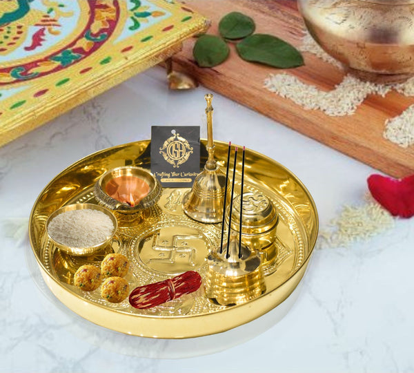 DSH Brass Puja Thali Set .