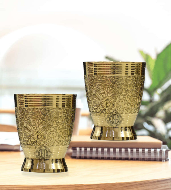 DSH Brass Glass Tumbler (Set of-2)