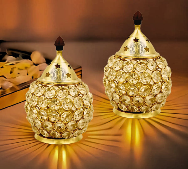 DSH Brass Crystal Matki Shape Diya.