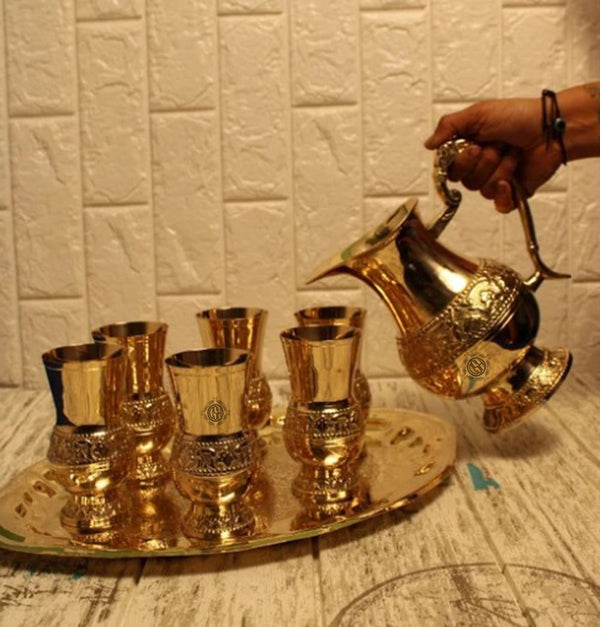 Brass Jug and Glass Set Pack