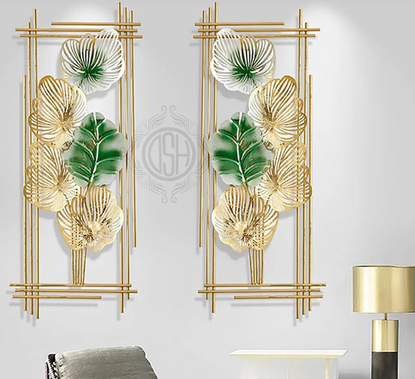 DSH Metal Wall Decor Gold & Green Leaf.