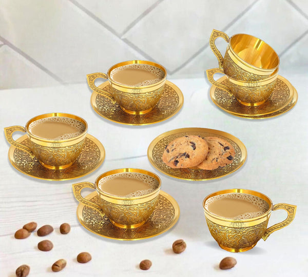 DSH Pure Brass Cup & Saucer Set .