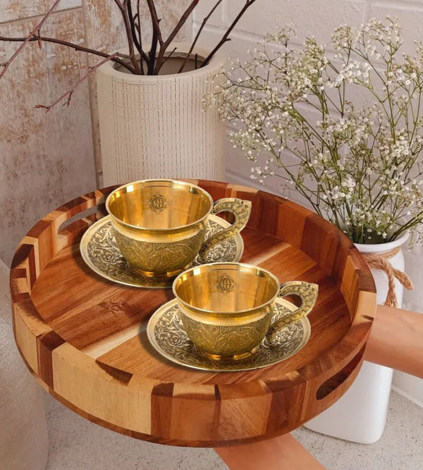 Pure Brass Cup & Saucer Set .