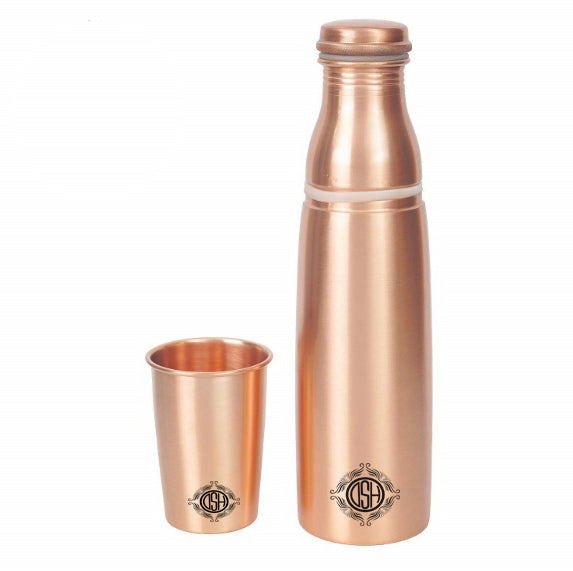 Pure Copper Water Bottle with Glass